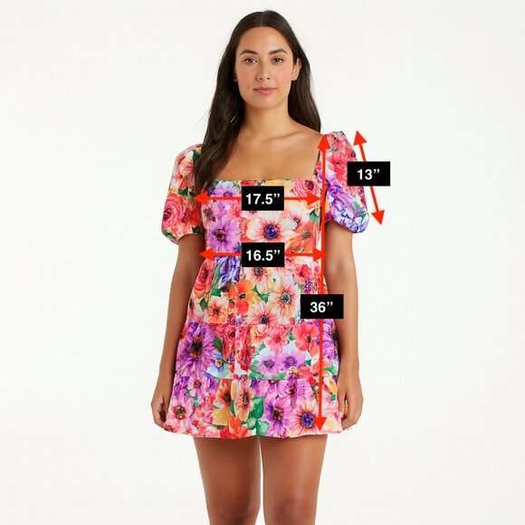 NWT Express Spring Meadow Poplin Floral Sundress Puff Sleeve Size Large - Picture 2 of 6